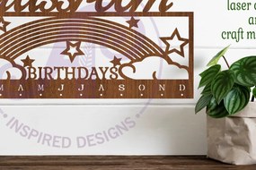 Intra απο ξύλο plywood 3mm-4mm πάχος - Μηνιαίο πρόγραμμα γενεθλίων Classroom Rainbow Δίασταση 40x50 cm INTRAFABR-95684044