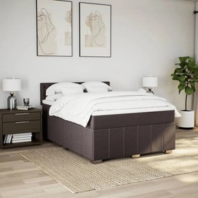 vidaXL Κρεβάτι Boxspring με Στρώμα Σκούρο Καφέ 160x200 εκ Υφασμάτινο