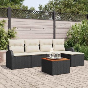 vidaXL Σετ Καναπέ Κήπου 6 pcs Μαύρος, λευκός