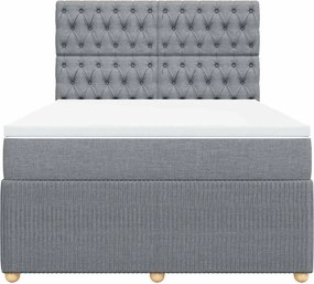 vidaXL Κρεβάτι Boxspring με Στρώμα Ανοιχτό Γκρι 140x200 εκ. Υφασμάτινο