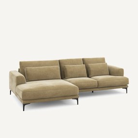 Γωνιακός καναπές XL αριστερός από βελούδο stonewashed, MARSILE