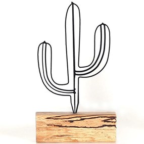 Διακοσμητικό Επιτραπέζιο Cactus Mini 533BSG1140 17x3,5x24cm Natural-Black Aberto Design Metal,Wood