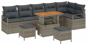 vidaXL Σετ Καναπέ Κήπου με μαξιλάρι 9 pcs Γκρι 90 x 55 x 71 cm