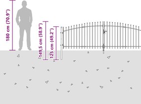 vidaXL Πύλη Κήπου WOERDEN 100 x 500 cm Κλειδώσιμο Ατσάλι Γκρι