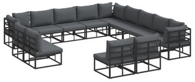 vidaXL Σετ Καναπέ Κήπου 13 pcs Μαύρο 353 x 353 x 71 εκ Αλουμίνιο