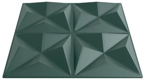 Πάνελ Τοίχου 24 τεμ. Πράσινη Origami 50 x 50 εκ. 6 μ² από XPS - Πράσινο