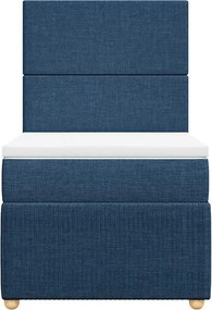 vidaXL Κρεβάτι Boxspring με Στρώμα Μπλε 90x200 εκ.Υφασμάτινο