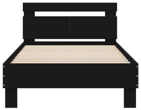 vidaXL Πλαίσιο Κρεβατιού με Κεφαλάρι Μαύρο100x200εκ.Επεξεργασμένο Ξύλο