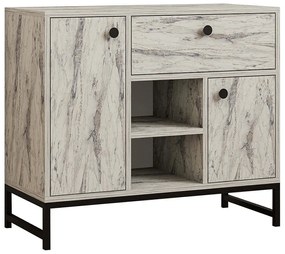 Μπουφές Inci 835PUQ3409 90x40x75cm Marble Effect White Μοριοσανίδα, Μέταλλο