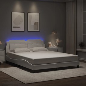 vidaXL Πλαίσιο Κρεβατιού με LED Χωρίς Στρώμα Zadar Λευκό 160x200εκ.