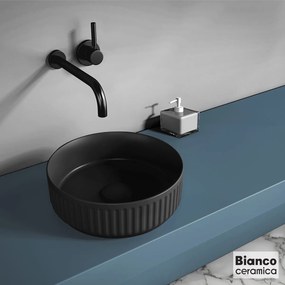 Bianco Ceramica Etna-S 33136 Black Matt Ø36 - Επιτραπέζιος νιπτήρας μπάνιου