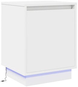 vidaXL Κομοδίνο με LED Φώτα Λευκό 39x34,5x50 εκ.
