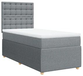 Κρεβάτι Boxspring με Στρώμα Ανοιχτό Γκρι 90x190 εκ. Υφασμάτινο - Γκρι