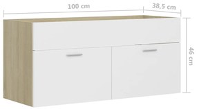 Ντουλάπι Νιπτήρα Λευκό/Sonoma Δρυς 100x38,5x46 εκ. Επεξ. Ξύλο - Λευκό