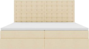 vidaXL LED Κρεβάτι αποθήκευσης με στρώμα Κρέμ 200 x 200 cm Ύφασμα