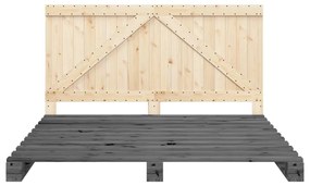vidaXL Πλαίσιο Κρεβατιού με Κεφαλάρι Γκρι 180x200εκ. Μασίφ Ξύλο Πεύκου