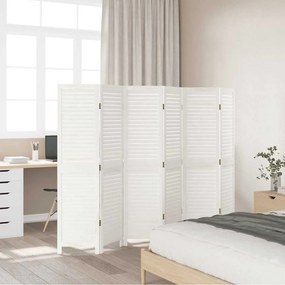 vidaXL Διαχωριστικό Χώρου με 6 Πάνελ Ρετρό Λευκό από Μασίφ Ξύλο Παυλώνιας