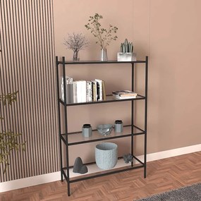 Ραφιέρα Δαπέδου Marta 706CLN1172 80x30x125cm Black-Clear