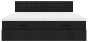 vidaXL Οθωμανικό κρεβάτι με στρώματα Μαύρο 180x200cm Ύφασμα