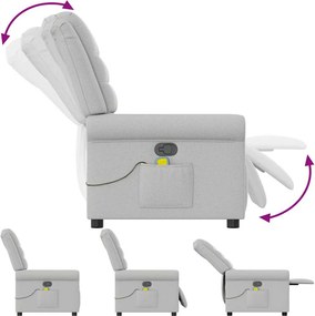 vidaXL καρέκλα ανάκλισης μασάζ Cloud Grey Fabric
