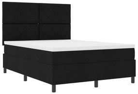 vidaXL Κρεβάτι με βάση και στρώμα Μαύρο 140x200 cm Ύφασμα