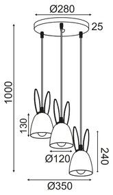 ΚΡΕΜΑΣΤΟ ΦΩΤΙΣΤΙΚΟ 3ΧΕ27 ΡΟΖ ΜΕΤΑΛΛΙΚΟ D35XH100CM BUNNY - ZM73P35P