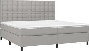 vidaXL Κρεβάτι Boxspring με Στρώμα &amp; LED Αν.Γκρι 200x200εκ. Υφασμάτινο