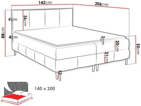 Επενδυμένο κρεβάτι Box Best II-Ladi-140 x 200