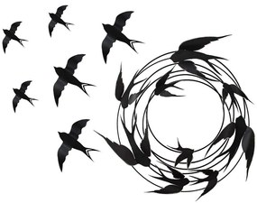 Διακοσμητικό Τοίχου Migration (Σετ 7Τμχ) 279ENZ2560 79x8x79/31x4x24/19x4x14cm Black Wallity Μέταλλο