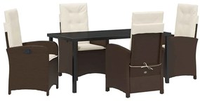vidaXL Σέτ φαγητού για κήπο 5 pcs Καφέ συνθετικό ρατάν