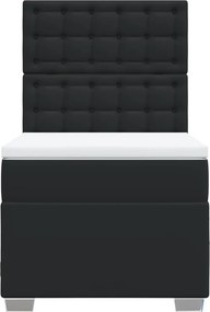 vidaXL Κρεβάτι Boxspring με Στρώμα Μαύρο 80 x 200 εκ. Συνθετικό Δέρμα