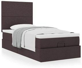Οθωμανικό κρεβάτι με στρώμα σκούρο καφέ 90x190cm ύφασμα 3313039