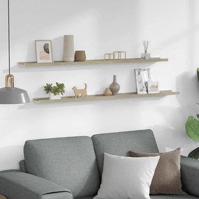 vidaXL Ράφια Τοίχου 2 τεμ. Λευκό και Sonoma Δρυς 115 x 9 x 3 εκ.