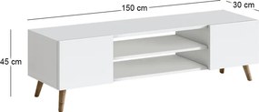 Έπιπλο τηλεόρασης Etna Megapap χρώμα λευκό 150x30x45εκ.