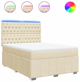 vidaXL Κρεβάτι Boxspring με Στρώμα Κρεμ 160x200 εκ. Υφασμάτινο