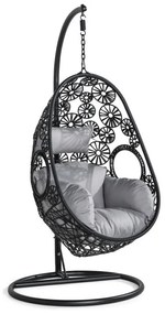 Κρεμαστή πολυθρόνα Comfort Garden 1566, 196x95x95cm, Γκρι, Μαύρο, Ταπισερί, Μαξιλάρι καθίσματος: Ναι | Epipla1.gr