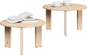 vidaXL Τραπεζάκι σαλονιού 2 pcs Φυσικό Μασίφ ξύλο πεύκου