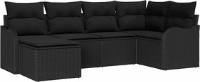 vidaXL Σετ Καναπέ Κήπου 6 pcs Μαύρο συνθετικό ρατάν