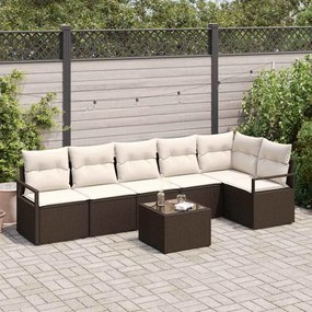vidaXL Σετ Καναπέ με μαξιλάρι 7 pcs Καφέ συνθετικό ρατάν
