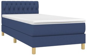 vidaXL Κρεβάτι Boxspring με Στρώμα Μπλε 100 x 200 εκ. Υφασμάτινο