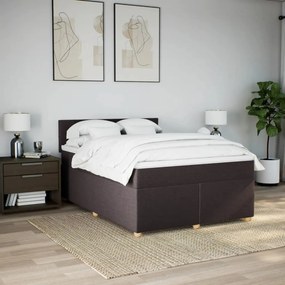 vidaXL Κρεβάτι Boxspring με Στρώμα Σκούρο Καφέ 160x200 εκ Υφασμάτινο