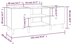 Έπιπλο Δίσκων Μαύρο 121 x 38 x 48 εκ. από Επεξεργασμένο Ξύλο - Μαύρο