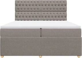 vidaXL Κρεβάτι Boxspring με Στρώμα Taupe 200x200 εκ. Υφασμάτινο