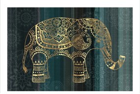 Πίνακας Σε Καμβά Elephant 014477 120x80xH3,5cm Grey-Gold Οριζόντιοι Ξύλο,Καμβάς