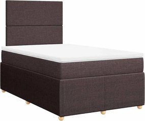 vidaXL Κρεβάτι Boxspring με Στρώμα Σκούρο Καφέ 120x200 εκ. Υφασμάτινο