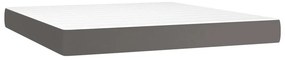 vidaXL Κρεβάτι Boxspring με Στρώμα Γκρι 160x200εκ. από Συνθετικό Δέρμα