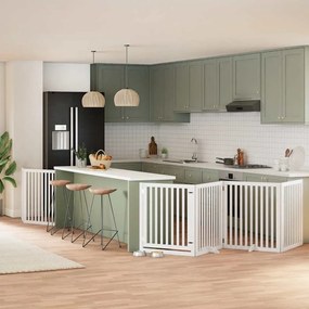 Διαχωριστικό Σκύλων/Πόρτα Πτυσσόμενο 8 Πάνελ 640εκ Ξύλο Λεύκας