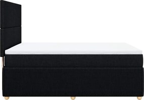vidaXL Κρεβάτι Boxspring με Στρώμα Μαύρο 140x190 εκ. Υφασμάτινο