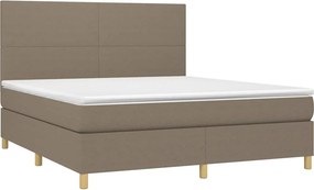 vidaXL Κρεβάτι Boxspring με Στρώμα &amp; LED Taupe 160x200 εκ. Υφασμάτινο