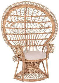 Πολυθρόνα Royal Peacock HM9342 Με Μαξιλάρι 114x72x150cm Rattan Natural